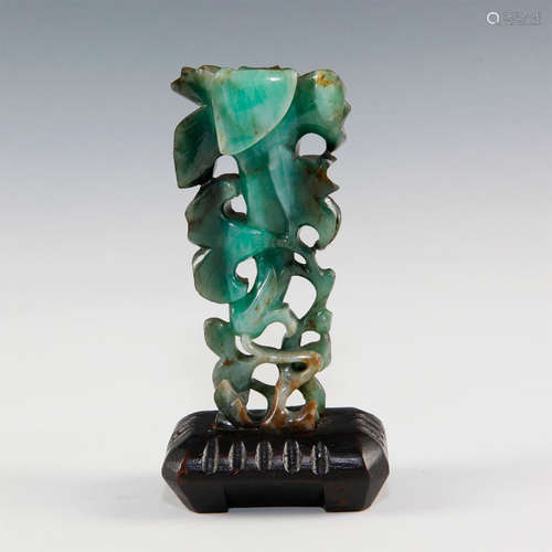 CHINESE JADEITE JADE OPEN WORK SCULPTURE