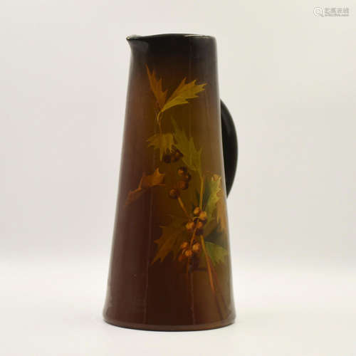 WELLER LOUWELSA GLAZED EARTHENWARE PITCHER OAKLEAVES AND ACORNS