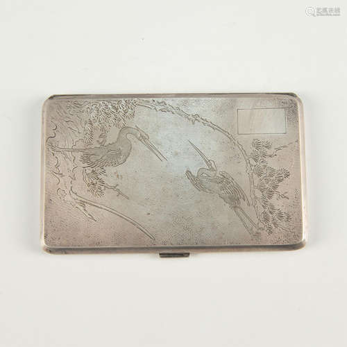 JAPANESE SILVER ELEGANT DECO STYLE CIGARETTE CASE