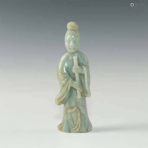 CHINESE CARVED JADE FIGURAL STUDY GUANYIN