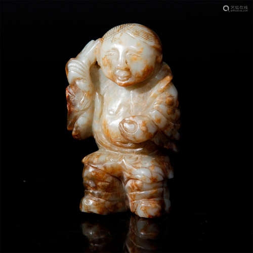 CHINESE JADE CARVED LIU HAI, ATTRIBUTED TO MING DYNASTY