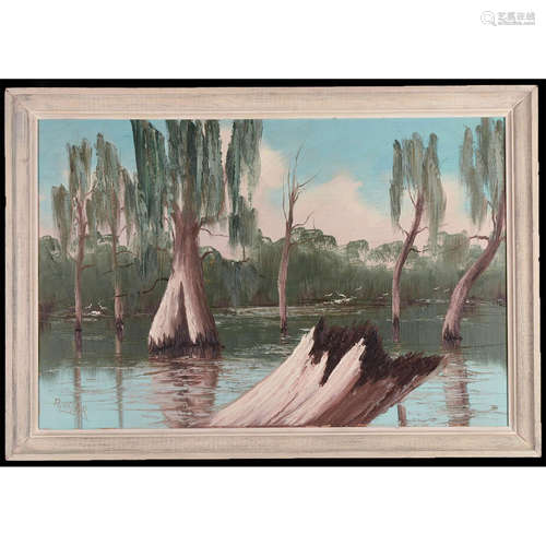 ALFRED HAIR (1941-1970) FLORIDA HIGHWAYMEN OIL PAINTING