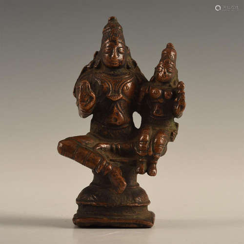 PETITE FIGURE OF AN INDIAN GODDESS, BRONZE