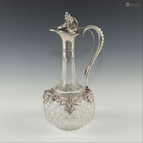 .812 SILVER GERMAN AND CUT CRYSTAL WINE DECANTER