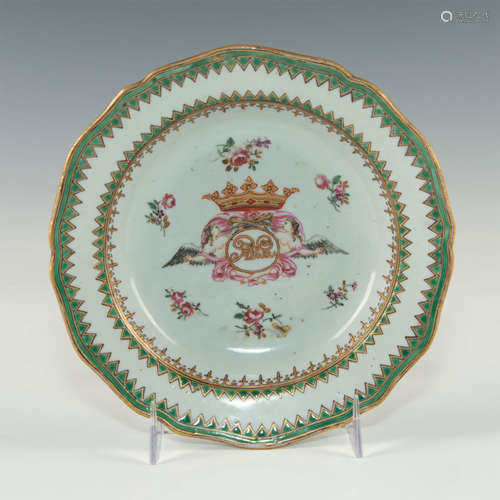 CHINESE EXPORT PORCELAIN DISH FROM EAST INDIA COMPANY FOR PORTUGUESE MARKET