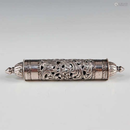 SILVER RETICULATED JUDAICA MEZUZAH