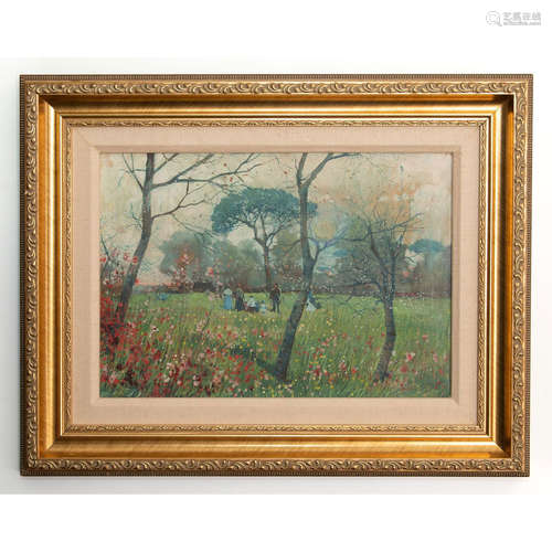 FRAMED PAINTING, IMPRESSIONIST STYLE WATERCOLOR WASH, SIGNED BY ARTIST