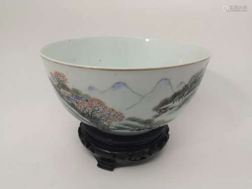 A PORCELAIN BOWL, WITH CHARACTERS AT BOTTOM