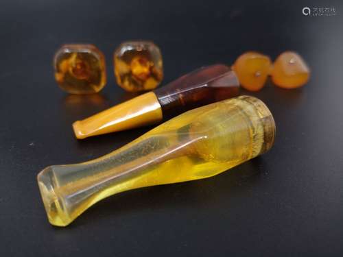 SIX SMALL PIECES MADE OF AMBER