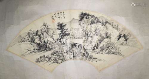 A LANDSCAPE PAINTING BY “LI SHI ZHUO”  (QING DYN)