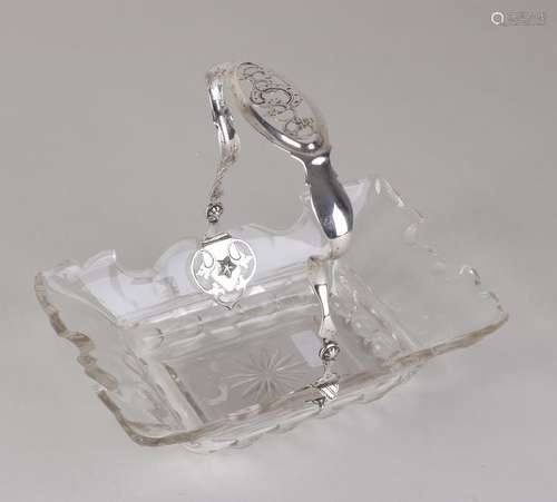 Antique cut crystal bonbon dish with contoured edge,