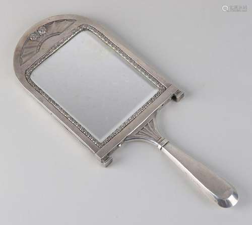 Silver hand mirror, 800/000, Viennese, rectangular