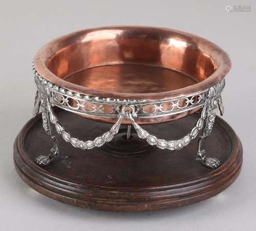 Silver pipe stove, 833/000, with copper inner bowl.