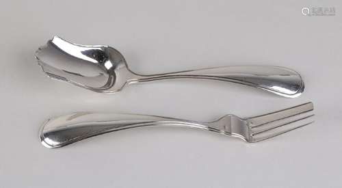 Antique 835/000 silver ginger cutlery with fillet edge,