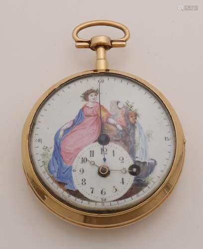 Special pocket watch with beautiful painting on the