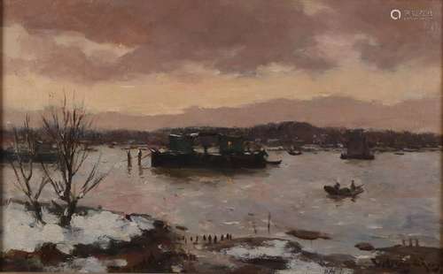 Wetering de Rooy. 1877 - 1972. Winter river view with