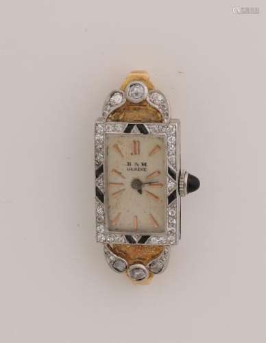 Platinum watch, Art Deco, with gold and among other