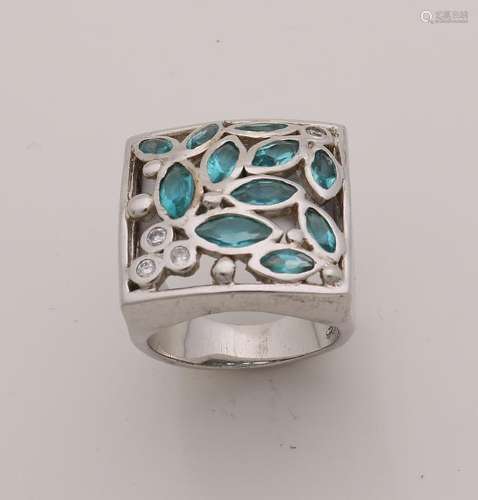 Silver ring, 925/000, with an openwork square head