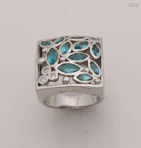 Silver ring, 925/000, with an openwork square head
