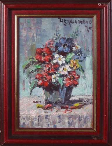 HC Kranenburg. 1871 - 1948. Vase with Flowers. Oil