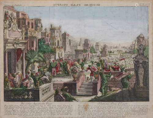 18th century engraving. The Real Egyptian Plage. Hand