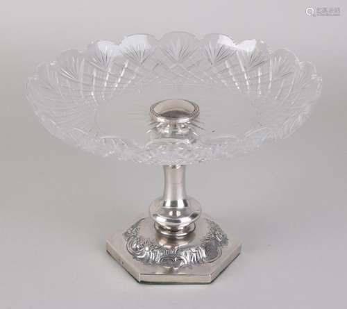 Crystal tazza on silver base, 833/000, Crystal bowl