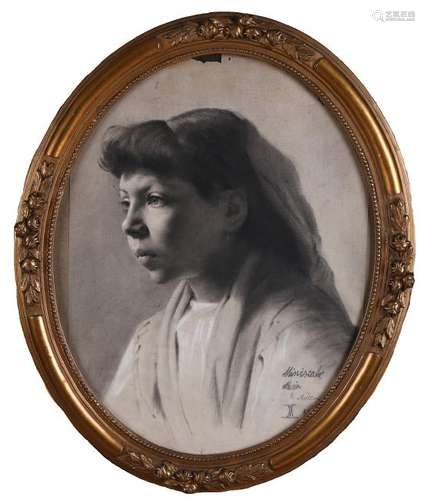 W. Müller. Late 19th century. Girl portrait Maria