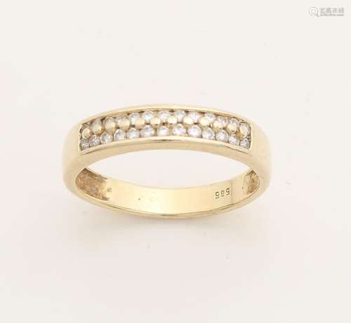 Yellow gold ring, 585/000, with diamond. Tight ring