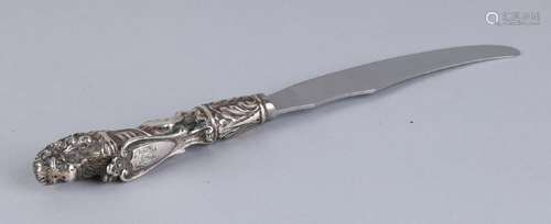 Knife with silver handle, 833/000, decorated with a