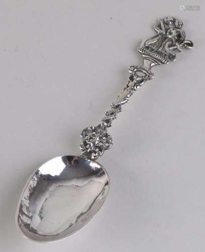 Antique silver birth spoon with a partially twisted