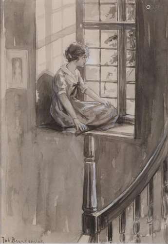 Joh. C. Braakensics. 1858 - 1940. Girl at window.