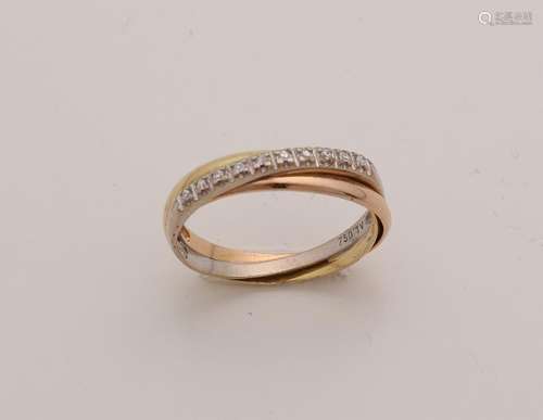 Tricolor gold ring, 750/000, three in one, with