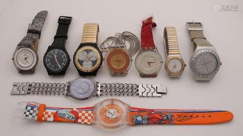 Lot with 9 Swatch watches, different models with