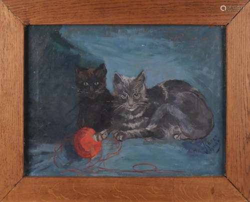 M. vön Römer Wegman. Circa 1930. Two cats with ball.