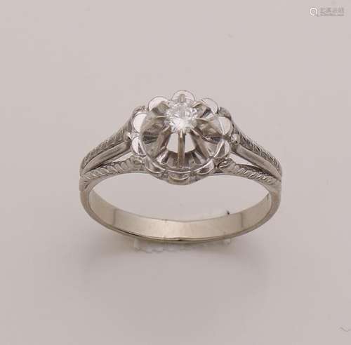 White gold ring, 585/000, with diamond. Ring with a