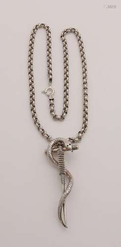 Silver necklace, 925/000, with escula monkey pendant.