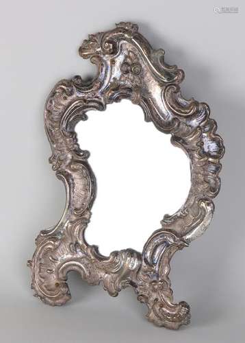 Early Rococo mirror, plated, clear asymmetry with