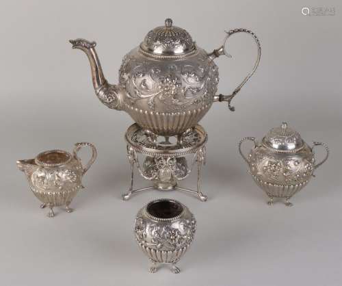 Silver tableware, 833/000, 5 pieces with a tea jug,