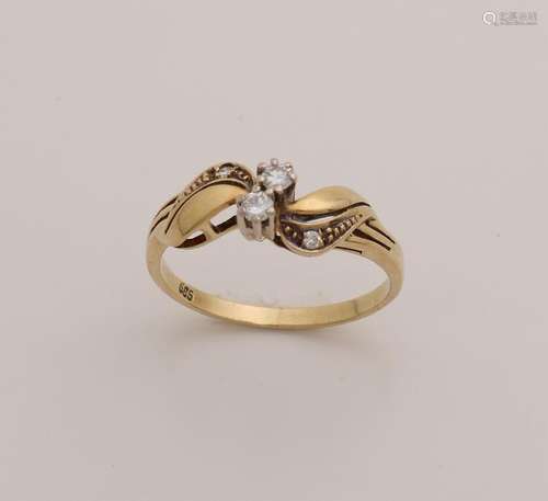 Gold ring, 585/000, with diamond. Imagination ring with