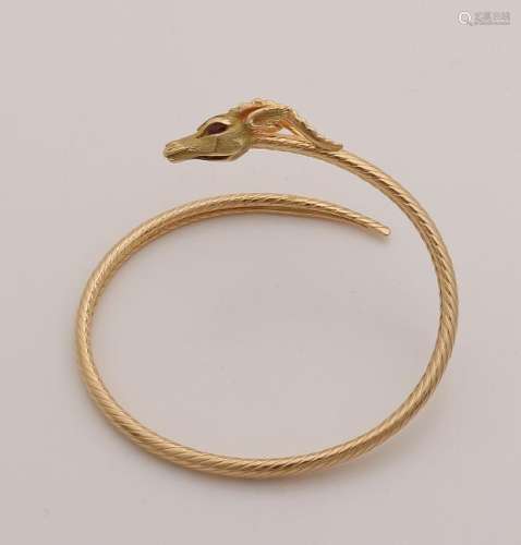 Special yellow gold bracelet, 750/000, with ruby and
