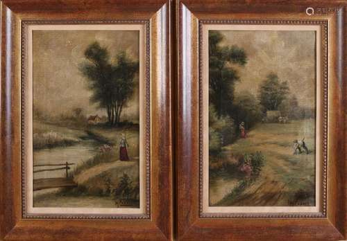 H. Caarls. Pendant. Around 1880. Two landscapes with