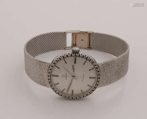 White gold Omega watch, 750/000, with a white gold