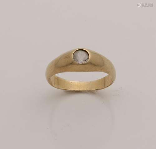 Yellow gold ring, 585/000, with zirconia. Cachet ring