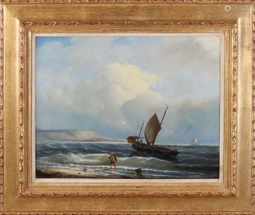 Nicholaas Riegen. English coastal view with boats and
