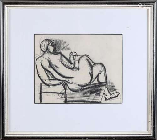 Bob Stork Damen. Paris 1954. Female nude. Charcoal on