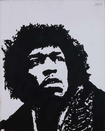 Verso Phil May. 21st century. Jimmy Hendrix. Oil on