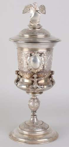 Antique silver show cup, 800/000, with lid. Cup on a