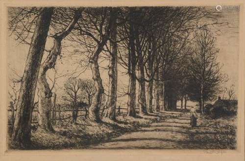 Paul Bodifée. 1866 - 1939. Sandy path with farmer's