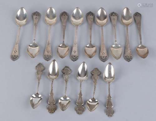 Lot with silver spoons, 835/000, 10 teaspoons with