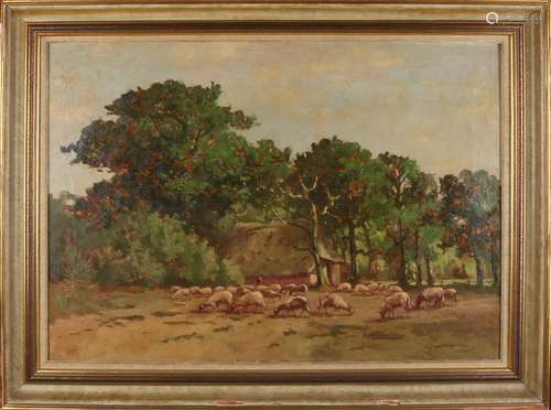 Anthony Keyzer. 1897 - 1961. Drenthe farm with shepherd